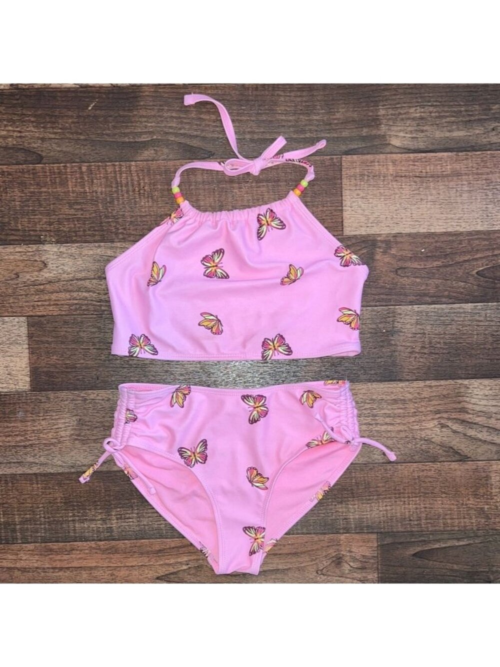 Old Navy Pink Butterfly Kids Swim Bikini medium girls 8